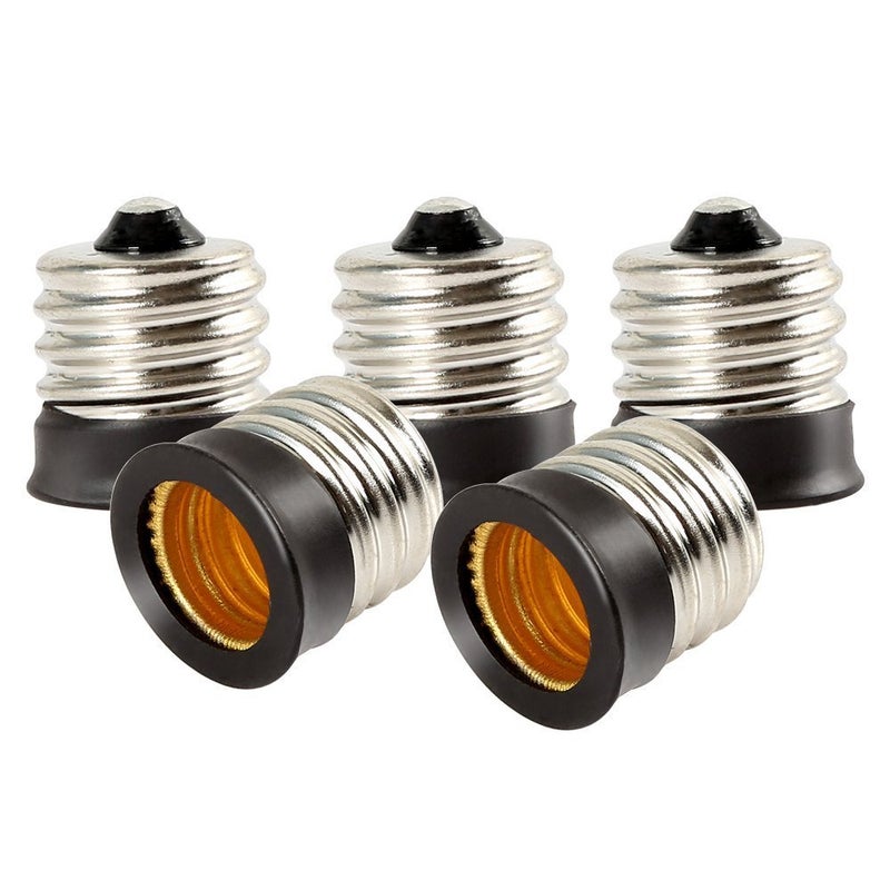 ELECTOP E17 to E12 Socket Adapter Converter,Intermediate E17 Base Convert to Candelabra E12 Base,Black Lamp Holder(5 Pack) - Image 5